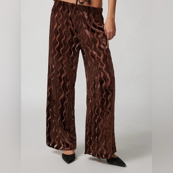 Urban Renewal Pants - NWT URBAN RENEWAL Parties Remnants Velvet Burnout Pull-on Pant in Brown LG